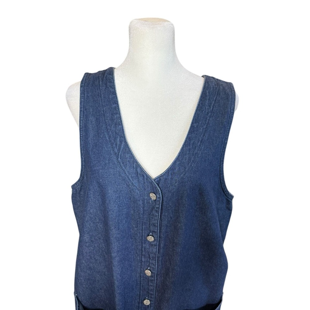 Vintage Christmas Denim Jumper Dress Womens 12 Embroidered Teacher‎ Midi - Picture 3 of 16
